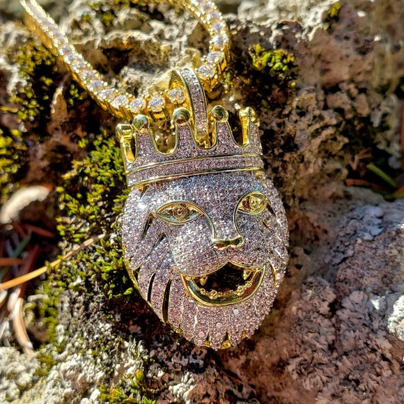 primobling Other - 14k Gold Plated Micro Diamond Lion Tennis Necklace